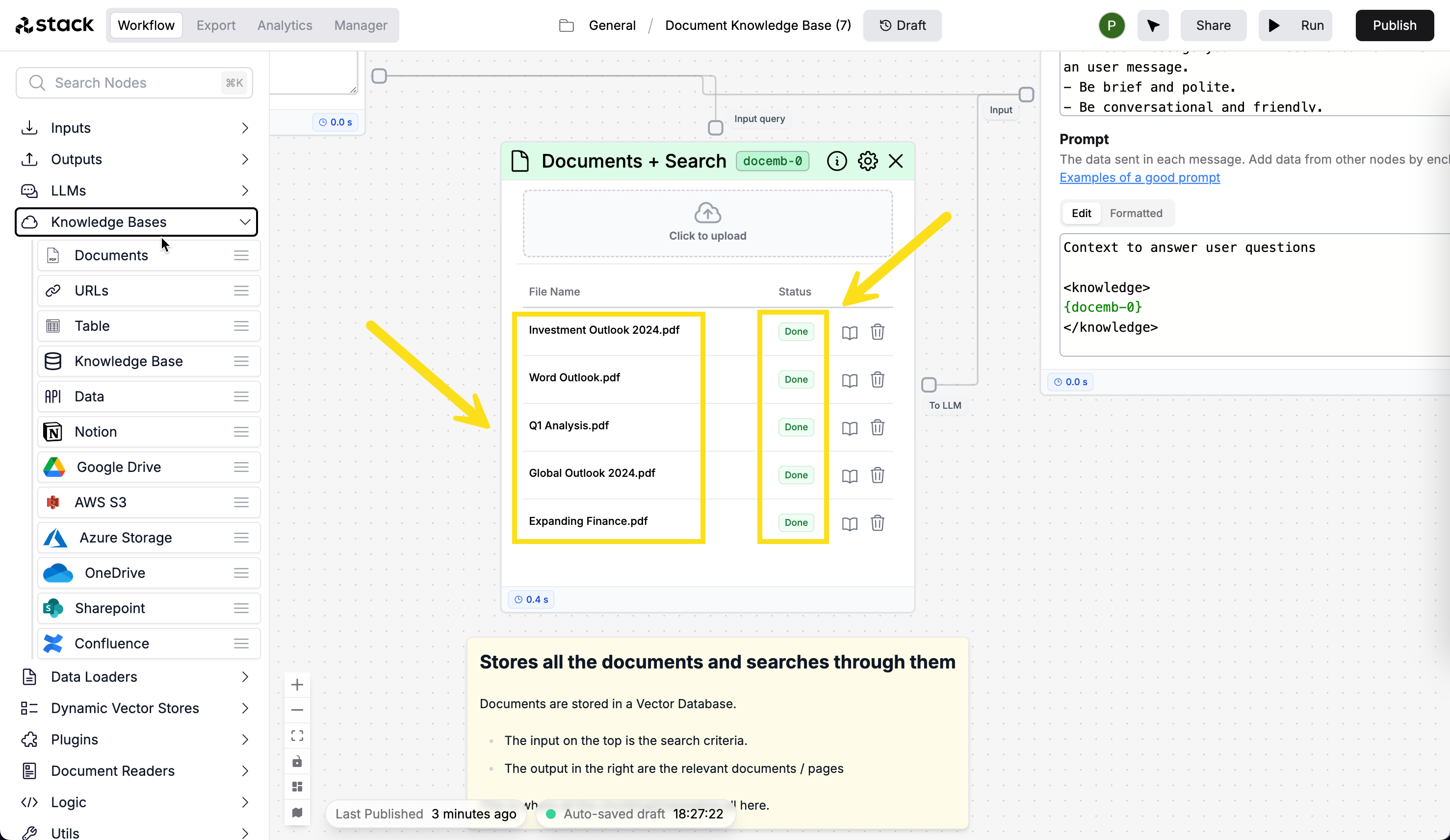 Knowledge base
indexed