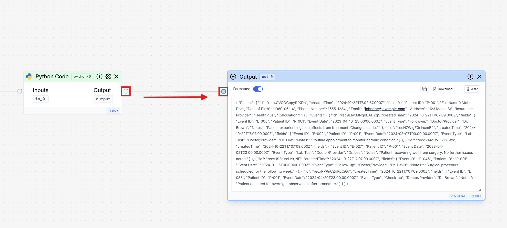 Connect Python Node to
Output