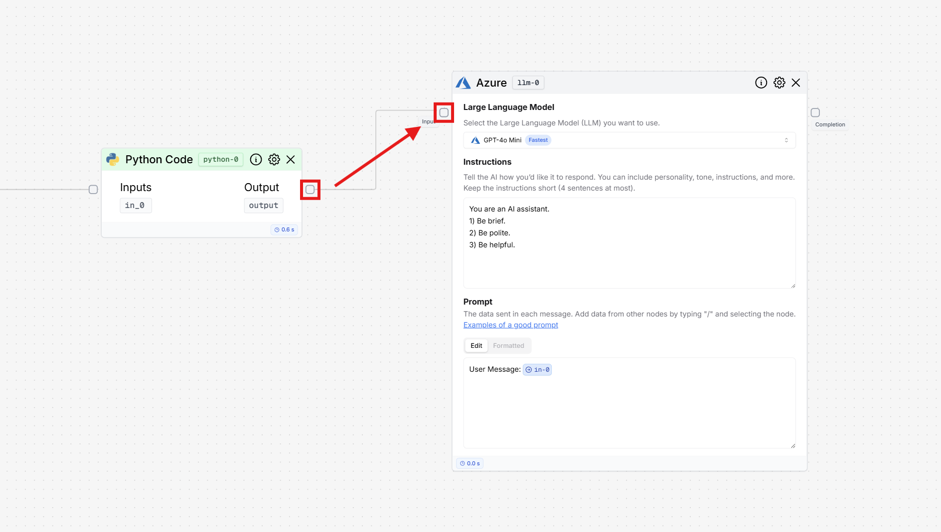 Connect Python Node to Azure
LLM