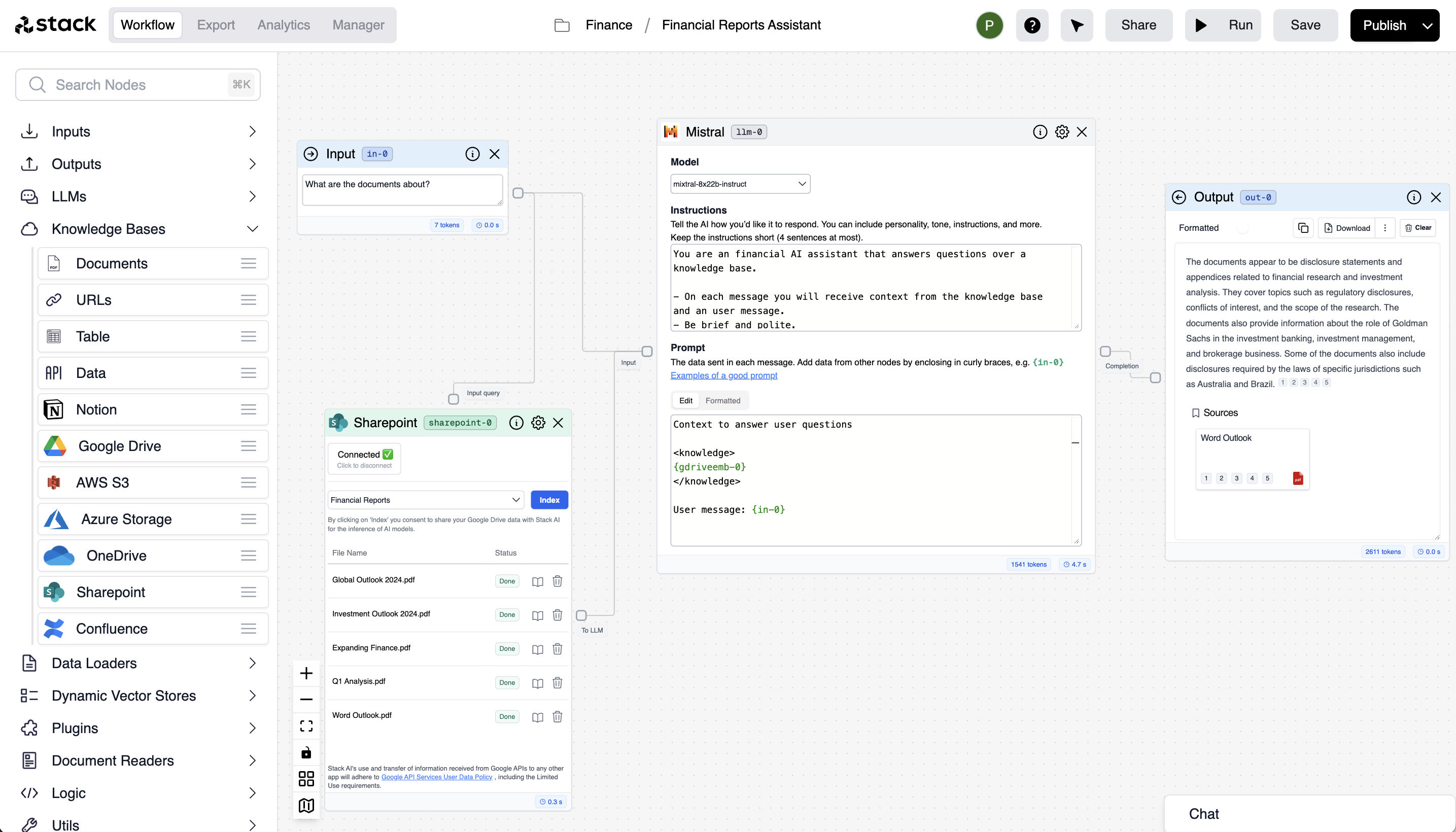 Financial Assistant
Workflow