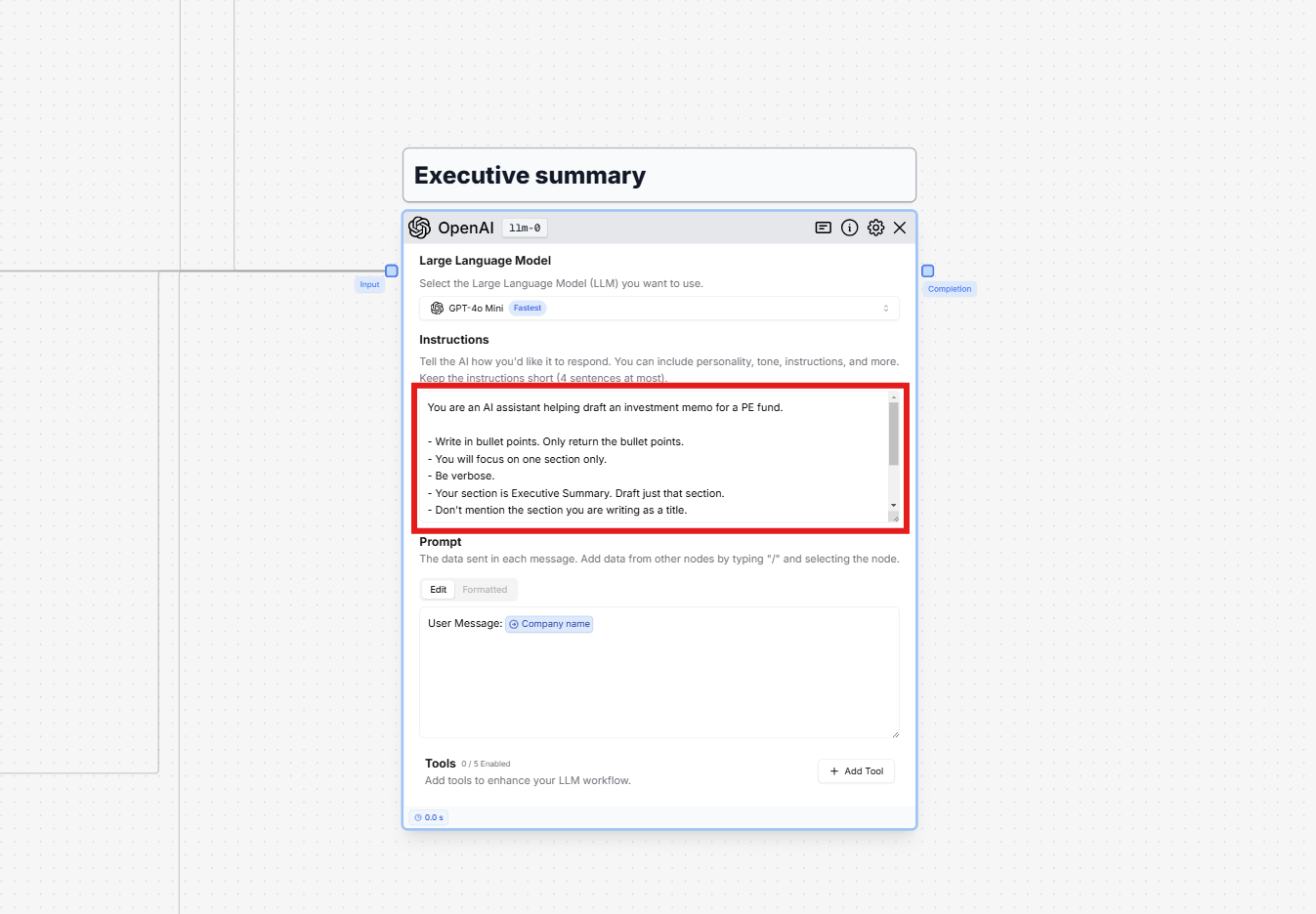 Add instructions to llm
one