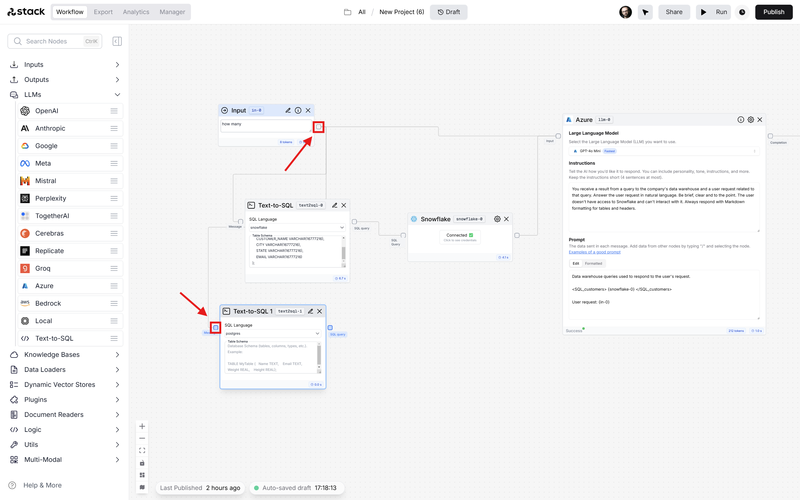 Connect Input to Text-to-SQL
Node