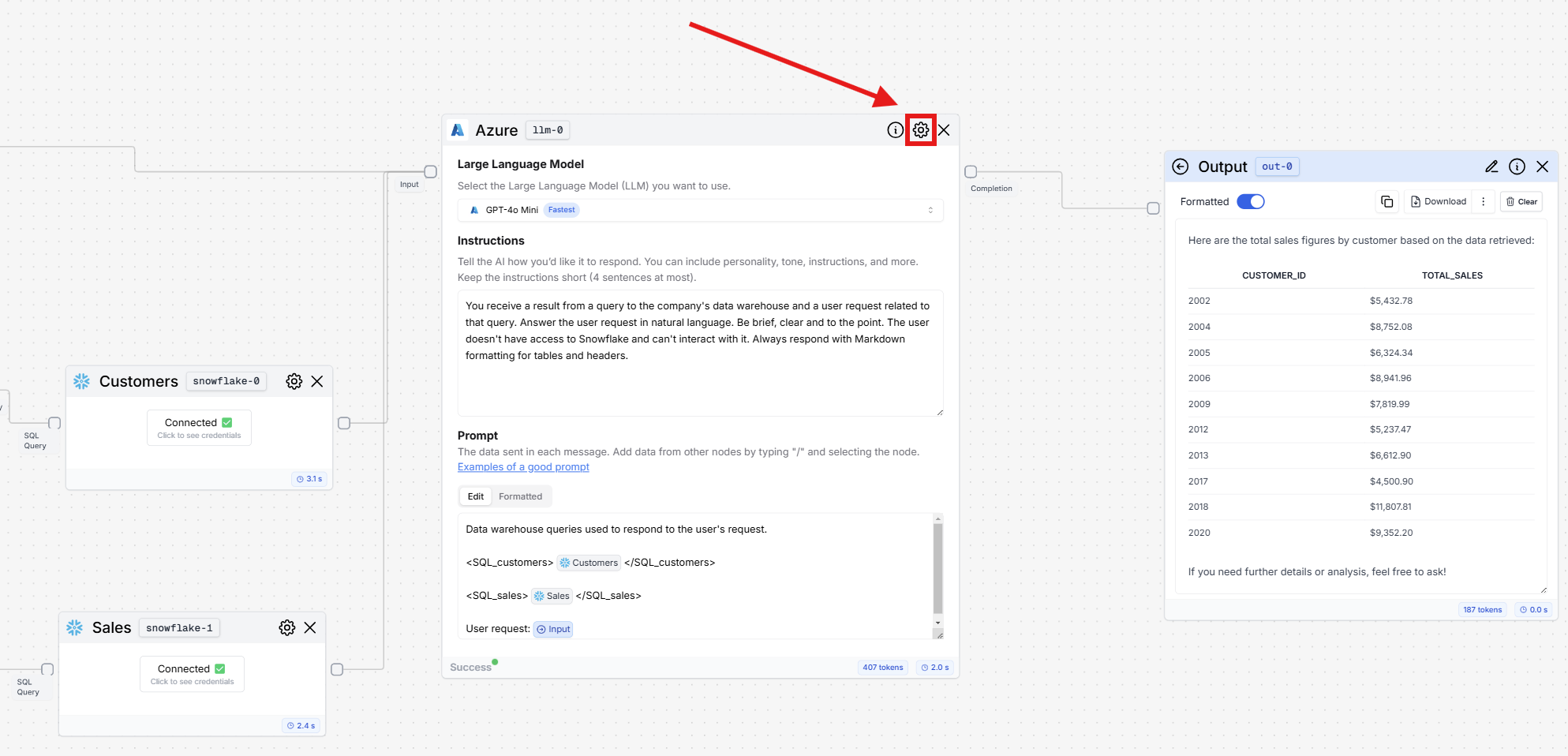 Click Azure LLM
Settings