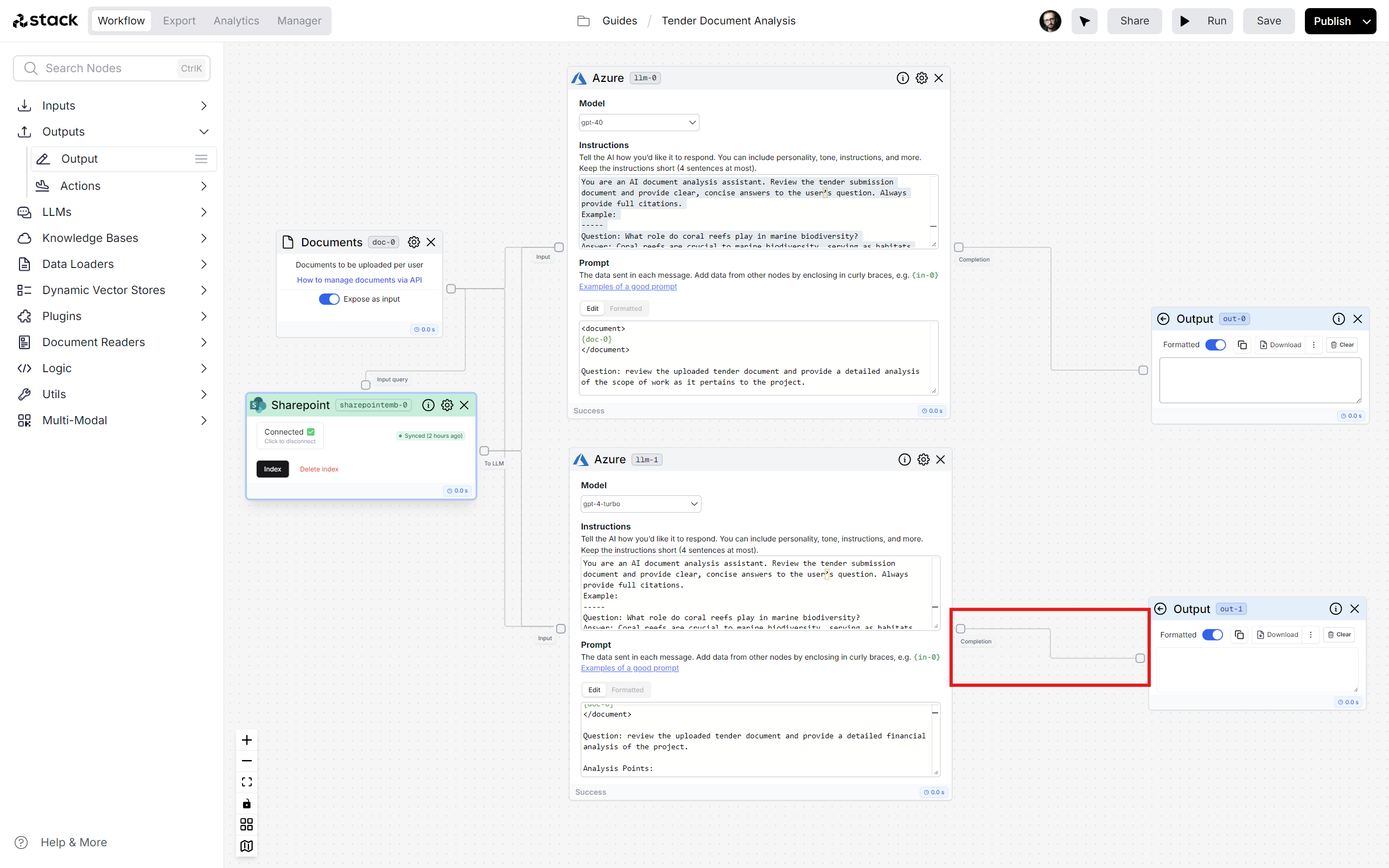 Connect Azure LLM to Final
Output