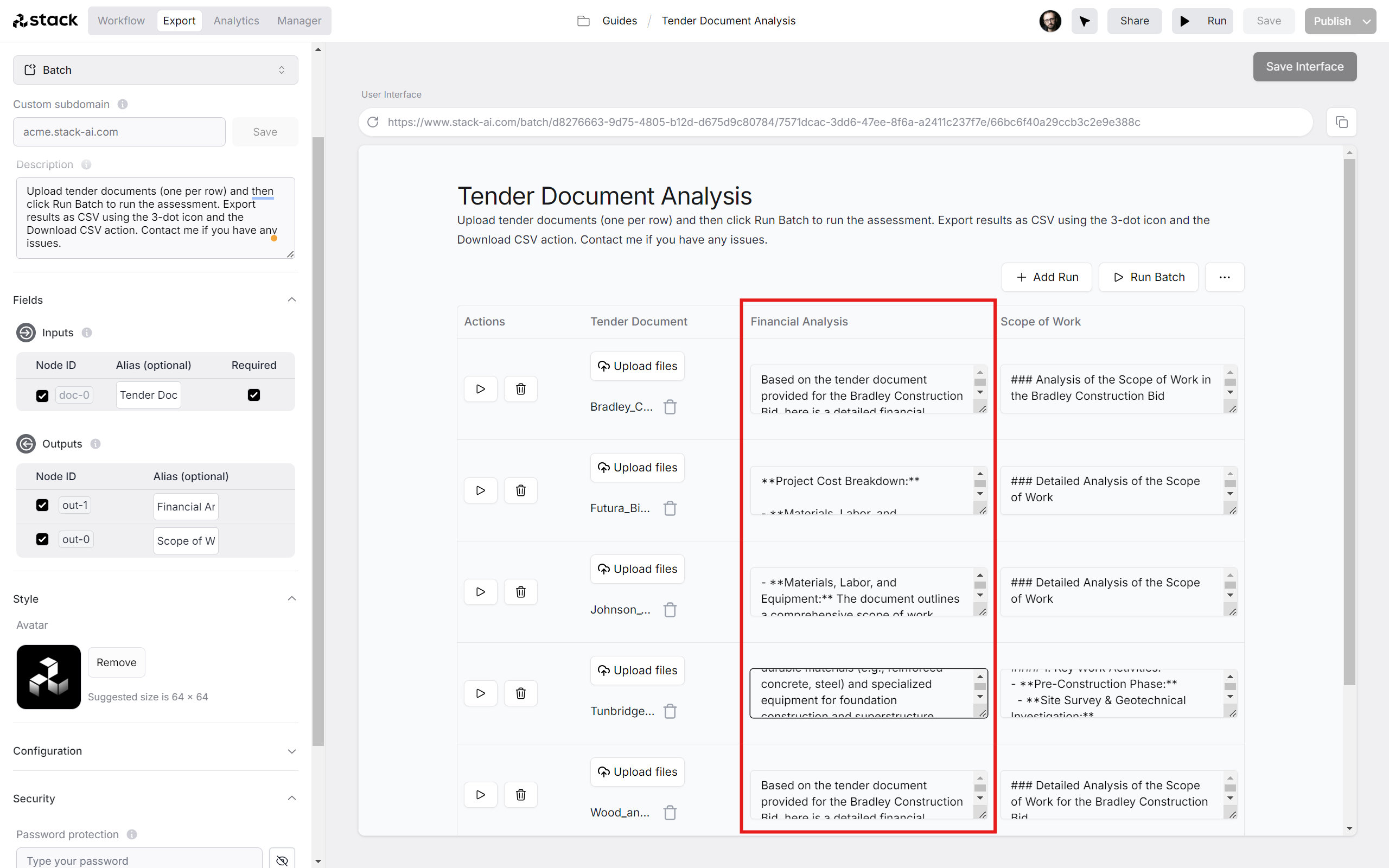 Add Financial Analysis
Column